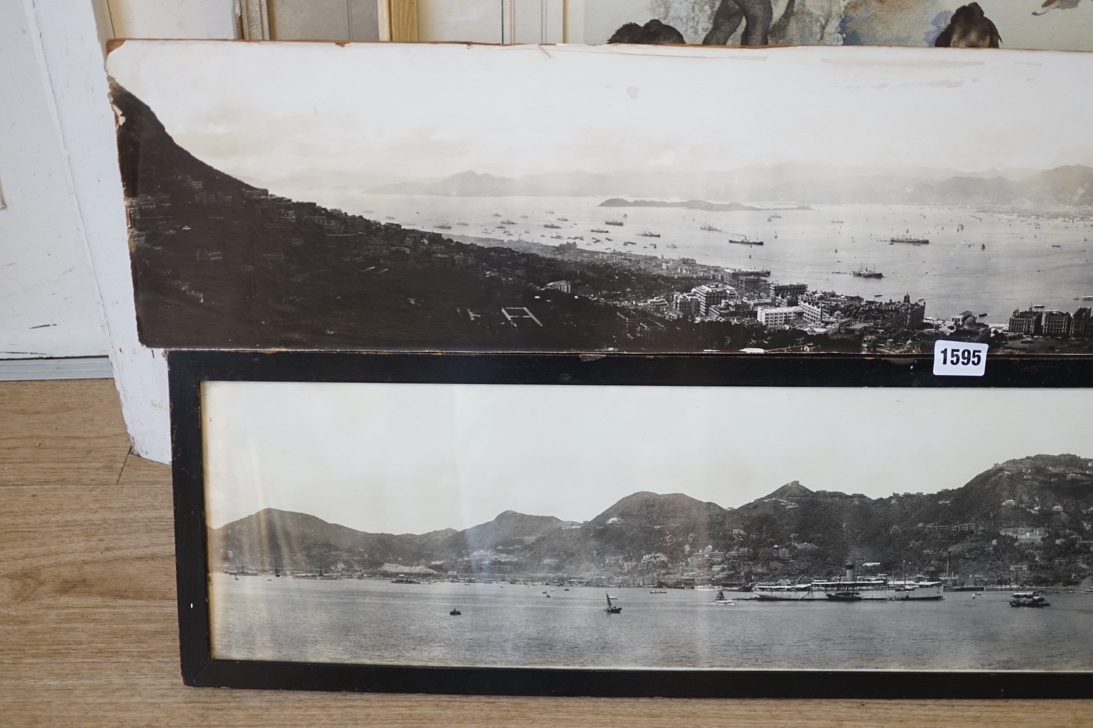 Two early 20th century photo panoramas of Hong Kong, 108cms long